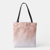 Glitzer Peach Rose Gold Monogramm Tasche (Rückseite)