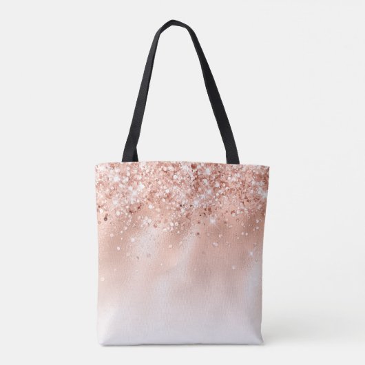 Glitzer Peach Rose Gold Monogramm Tasche (Rückseite)