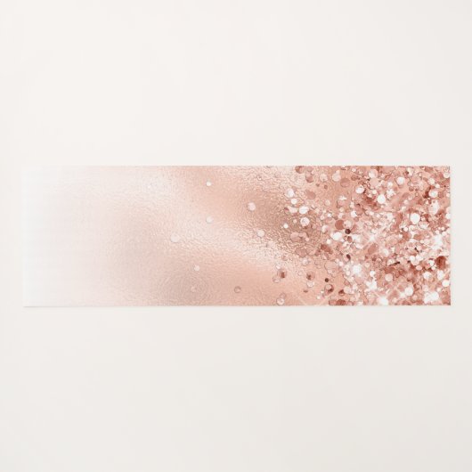 Glitzer Peach Rose Gold Monogramm Yogamatte (Rückseite (Horizontal))