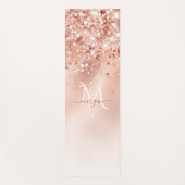 Glitzer Peach Rose Gold Monogramm Yogamatte (Vorderseite)