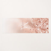 Glitzer Peach Rose Gold Monogramm Yogamatte (Vorderseite (Horizontal))