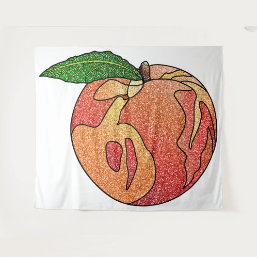 Glitzer Peach Wandteppich (Vorderseite (Horizontal))