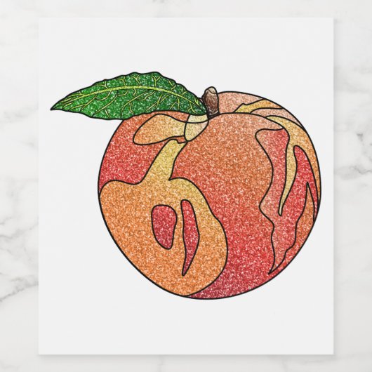 Glitzer Peach Weinetikett (Einzelnes Label)