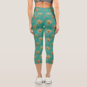 Glitzer Peacock Feathers Pattern Capri Leggings (Rückseite)