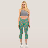 Glitzer Peacock Feathers Pattern Capri Leggings (Vorderseite)