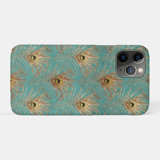 Glitzer Peacock Feathers Pattern Case-Mate iPhone Hülle (Rückseite (Horizontal))