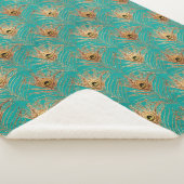 Glitzer Peacock Feathers Pattern Fleece Blanket Sherpadecke (3/4)