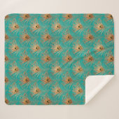 Glitzer Peacock Feathers Pattern Fleece Blanket Sherpadecke (Vorderseite (Horizontal))