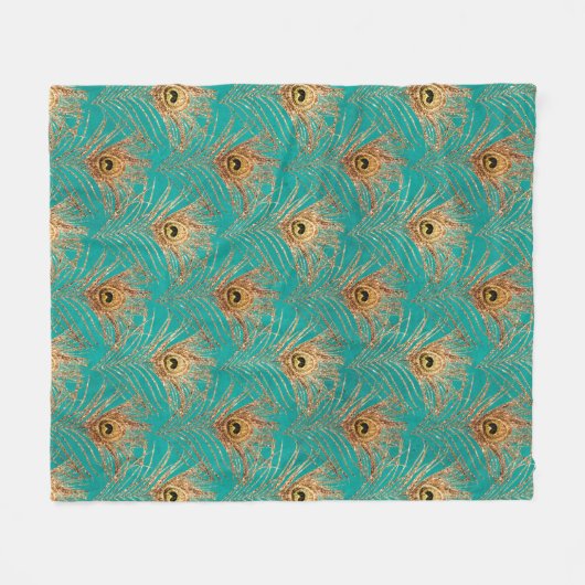 Glitzer Peacock Feathers Pattern Fleecedecke (Vorderseite (Horizontal))