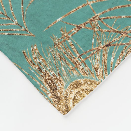 Glitzer Peacock Feathers Pattern Fleecedecke (Ecke)