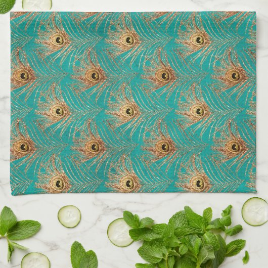 Glitzer Peacock Feathers Pattern Geschirrtuch (Gefaltet)
