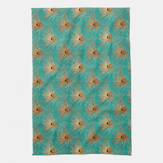 Glitzer Peacock Feathers Pattern Geschirrtuch (Vertikal)