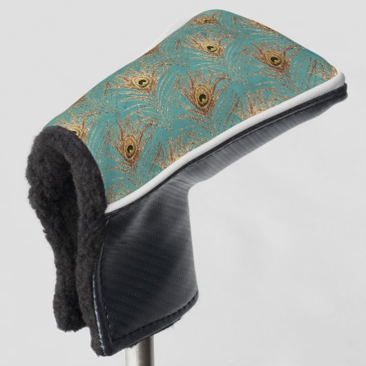 Glitzer Peacock Feathers Pattern Golf Headcover (3/4 Vorderseite)