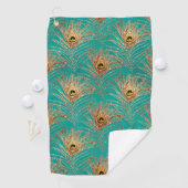 Glitzer Peacock Feathers Pattern Golfhandtuch (Insitu)