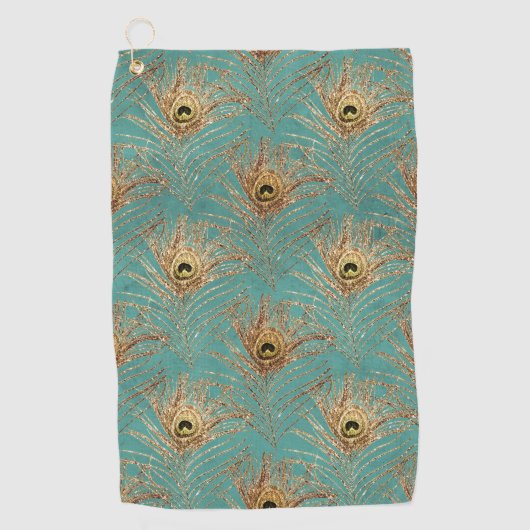 Glitzer Peacock Feathers Pattern Golfhandtuch (Vorderseite)