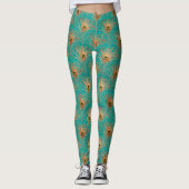 Glitzer Peacock Feathers Pattern Leggings (Vorderseite)