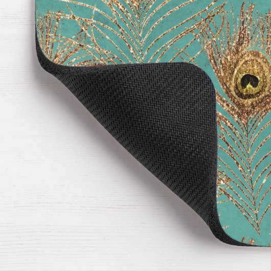 Glitzer Peacock Feathers Pattern Mousepad (Ecke)