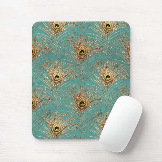 Glitzer Peacock Feathers Pattern Mousepad (Mit Mouse)