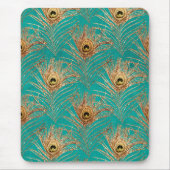 Glitzer Peacock Feathers Pattern Mousepad (Vorne)