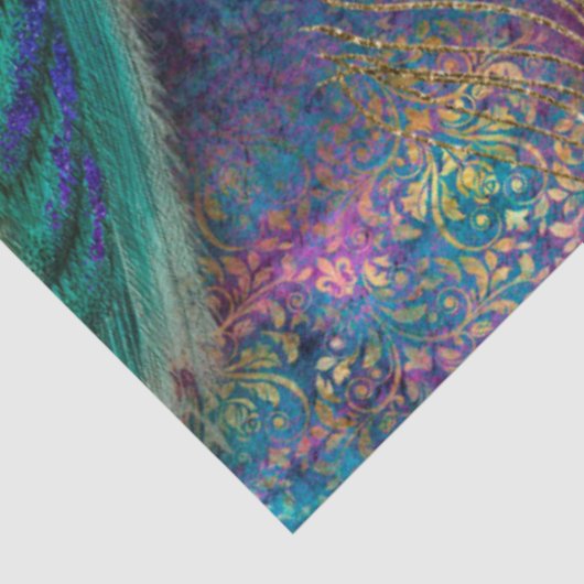 Glitzer Peacocks Elegante Feathers Rosa Decoupage Seidenpapier (Ausschnitt)