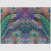 Glitzer Peacocks Elegante Feathers Rosa Decoupage Seidenpapier (Vorderseite)