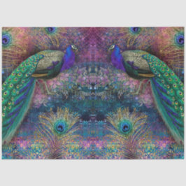 Glitzer Peacocks Elegante Feathers Rosa Decoupage Seidenpapier