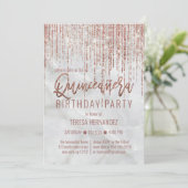 Glitzer Pearl Marble Quinceñera Einladung (Stehend Vorderseite)