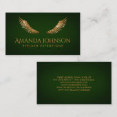 Glitzer peitscht Goldflügel-grüne Smaragdkarte Visitenkarte (Vorne/Hinten)