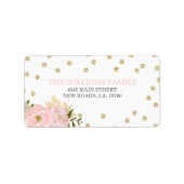 Glitzer Peony Wedding Labels Adressaufkleber (Vorne)