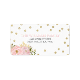 Glitzer Peony Wedding Labels Adressaufkleber