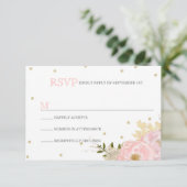 Glitzer Peony Wedding RSVP Cards Karte (Stehend Vorderseite)