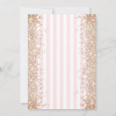 Glitzer Perlen & Prosecco Pink StripeBridal Dusche Einladung (Rückseite)