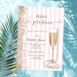 Glitzer Perlen & Prosecco Pink StripeBridal Dusche Einladung