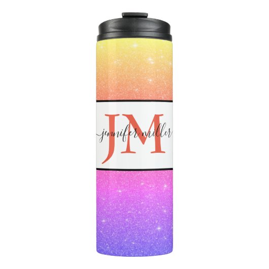 Glitzer personalisierter Thermalwäscher Thermosbecher (Vorderseite)