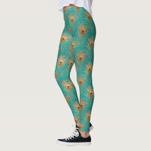 Glitzer-Pfauenfedern-Muster Leggings