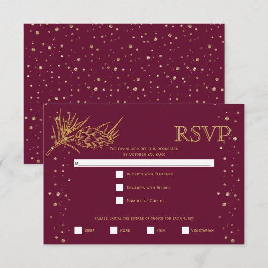 Glitzer Pine Confetti Weintrauben RSVP Karte (Vorne/Hinten)
