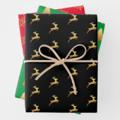 Glitzer Pine Tree Rentier Schneeflocken Festivals Geschenkpapier Set (Beispiel)