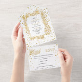 Glitzer-Pine und Konfetti-Winterhochzeit All In One Einladung (Abreißen)