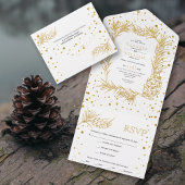 Glitzer-Pine und Konfetti-Winterhochzeit All In One Einladung