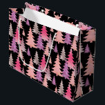 Glitzer Pink Black Christmas Tree Muster Große Geschenktüte<br><div class="desc">Glitzer und rosa Muster</div>