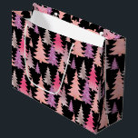 Glitzer Pink Black Christmas Tree Muster Große Geschenktüte<br><div class="desc">Glitzer und rosa Muster</div>