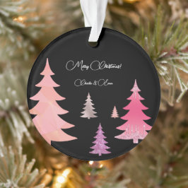 Glitzer Pink Black Monogram Ornament