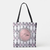 Glitzer Pink Blush Harlequin Personalisiert Tasche (Rückseite)