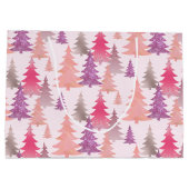 Glitzer Pink Blush Weihnachtsbaummuster Große Geschenktüte (Rückseite)