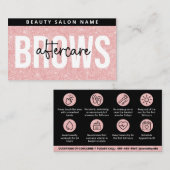 Glitzer Pink Brows Aftercare PMU Knochenanleitung Visitenkarte (Vorne/Hinten)