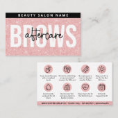 Glitzer Pink Brows Aftercare PMU Knochenanleitung Visitenkarte (Vorne/Hinten)