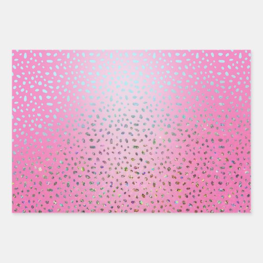 Glitzer Pink Cheetah Print Geschenkpapier Set (Vorderseite 2)