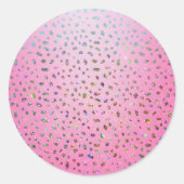 Glitzer Pink Cheetah Print Runder Aufkleber (Vorderseite)
