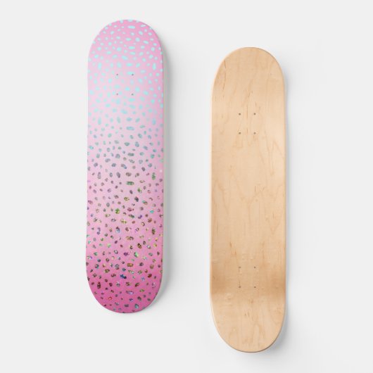Glitzer Pink Cheetah Print Skateboard (Vorderseite)