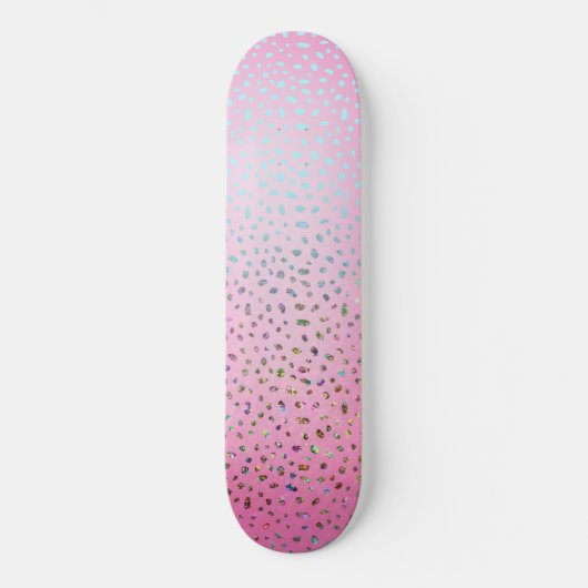 Glitzer Pink Cheetah Print Skateboard (Vorderseite)